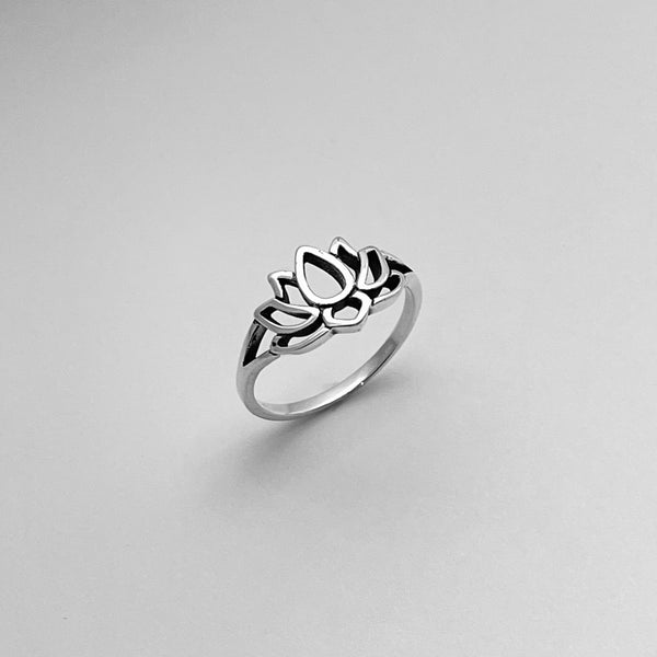 Sterling Silver Lotus Flower Ring, Lotus Ring, Yoga Ring, Silver Rings ...