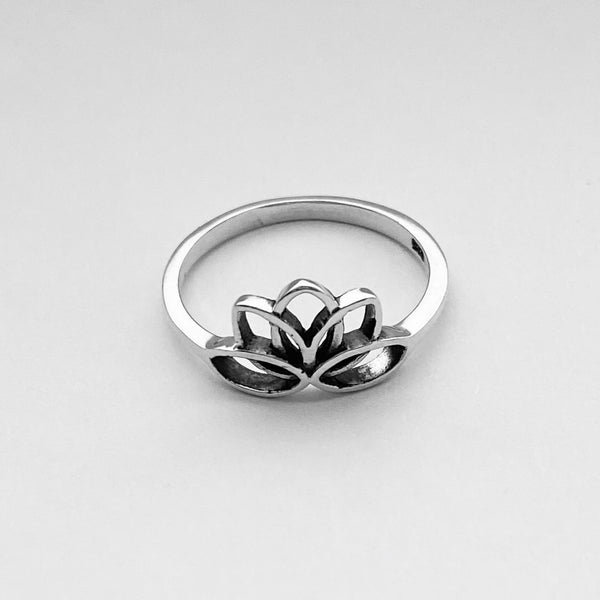 Sterling Silver Lotus Ring, Flower Ring, Silver Rings, Boho Ring, Stac ...