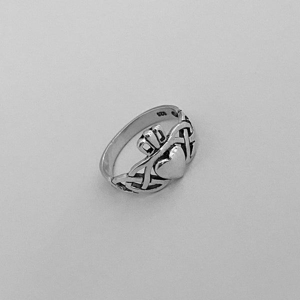 Sterling Silver Claddagh Ring with Celtic, Loyalty Ring, Boho Ring, Si ...