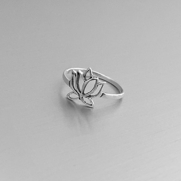Sterling Silver Cut Out Lotus Ring, Flower Ring, Silver Ring, Boho Rin ...
