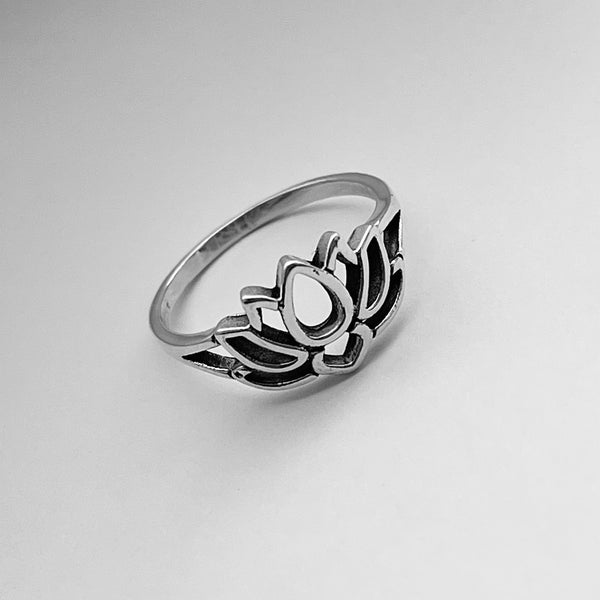 Sterling Silver Lotus Flower Ring, Lotus Ring, Yoga Ring, Silver Rings ...
