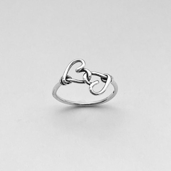 Sterling Silver Knotted Hearts Ring, Love Ring, Dainty Ring, Boho Ring ...