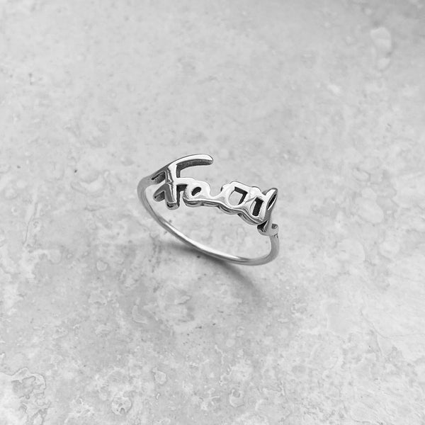 Sterling Silver Faith Ring, Silver Ring, Religious Ring, Word Ring, Go ...