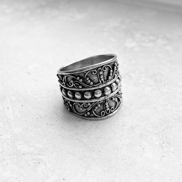 Sterling Silver Bali Swirly Ring, Statement Ring, Silver Ring, Boho Ri ...