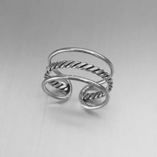 Sterling Silver Cuff Ring with Rope, Silver Ring, Boho Ring, Braid Rin ...