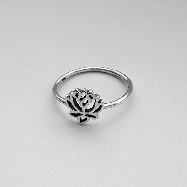 Sterling Silver Small Lotus Flower Ring, Silver Rings, Lotus Ring, Spi ...