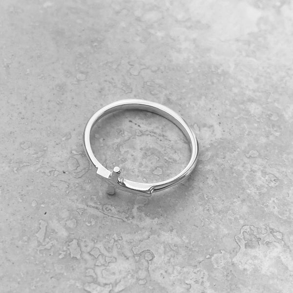 Sterling Silver Small Sideway Cross Ring, Dainty Ring, Religious Ring ...