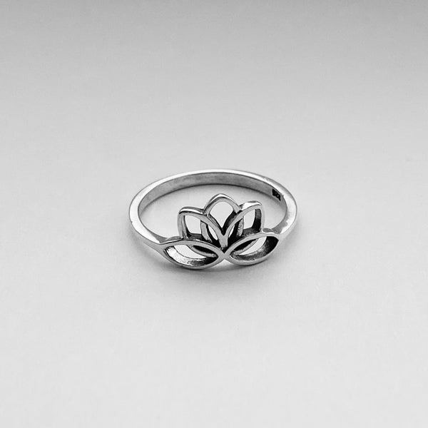 Sterling Silver Lotus Ring, Flower Ring, Silver Rings, Boho Ring, Stac ...
