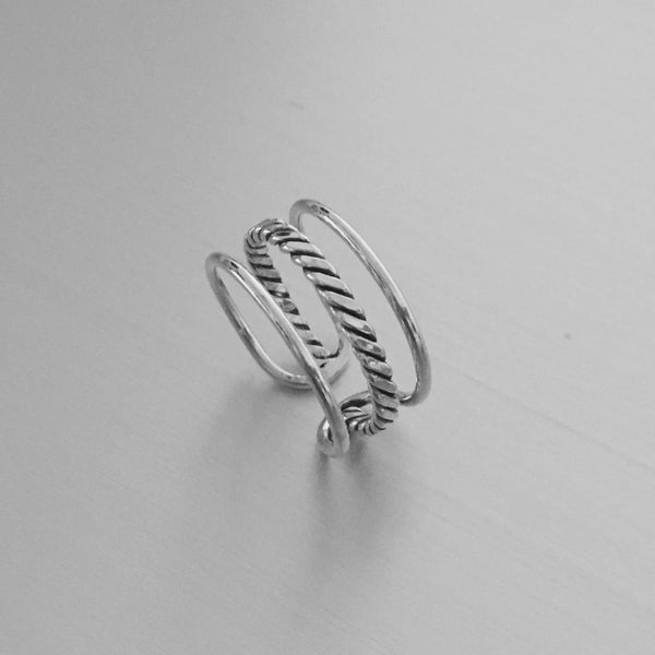 Sterling Silver Cuff Ring with Rope, Silver Ring, Boho Ring, Braid Rin ...