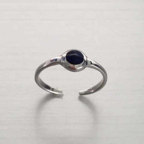 Sterling Silver Toe Ring with Synthetic Sodalite, Stone Ring, Silver R ...