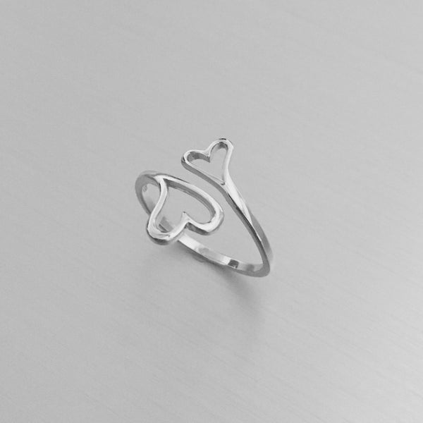 Sterling Silver Two Heart Ring – Indigo & Jade