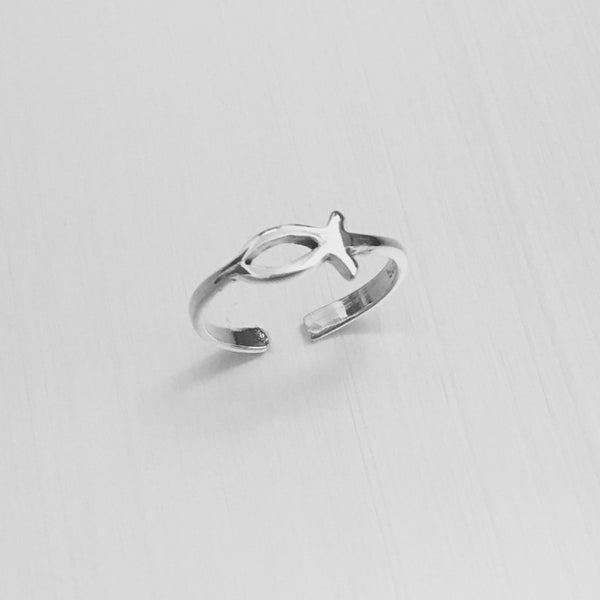 Sterling Silver Adjustable Icthus Toe Ring, Silver Ring, Fish Ring, Re ...