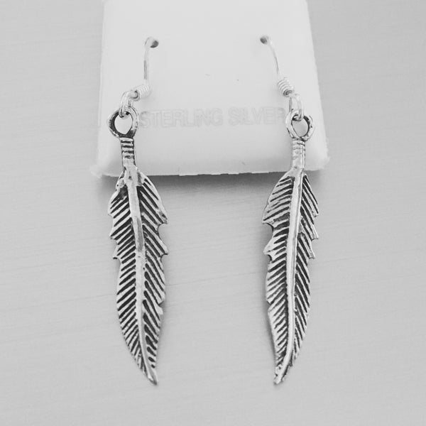 Sterling Silver Dangle Feather Earrings, Religious Earrings, Silver Ea ...