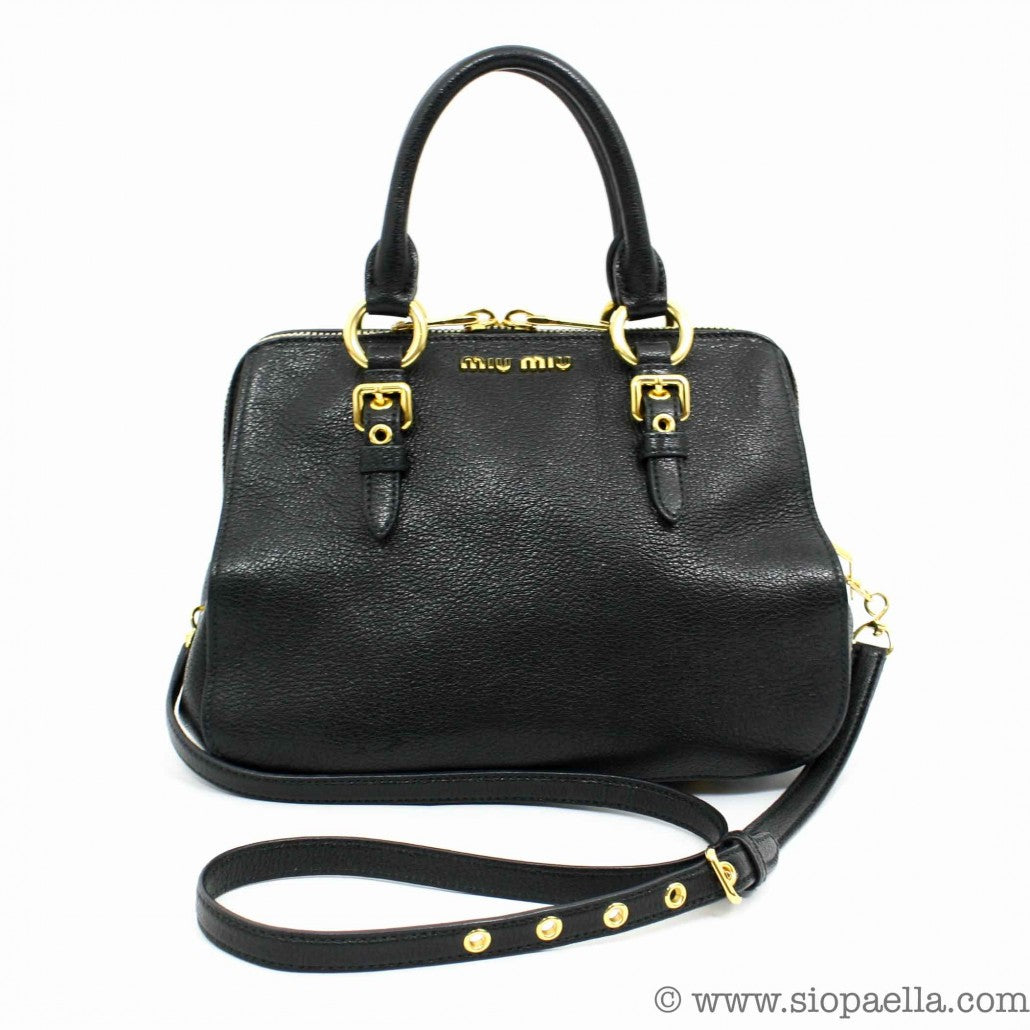 Miu Miu Black Leather Madras Doctor Bag Siopaella Designer Exchange