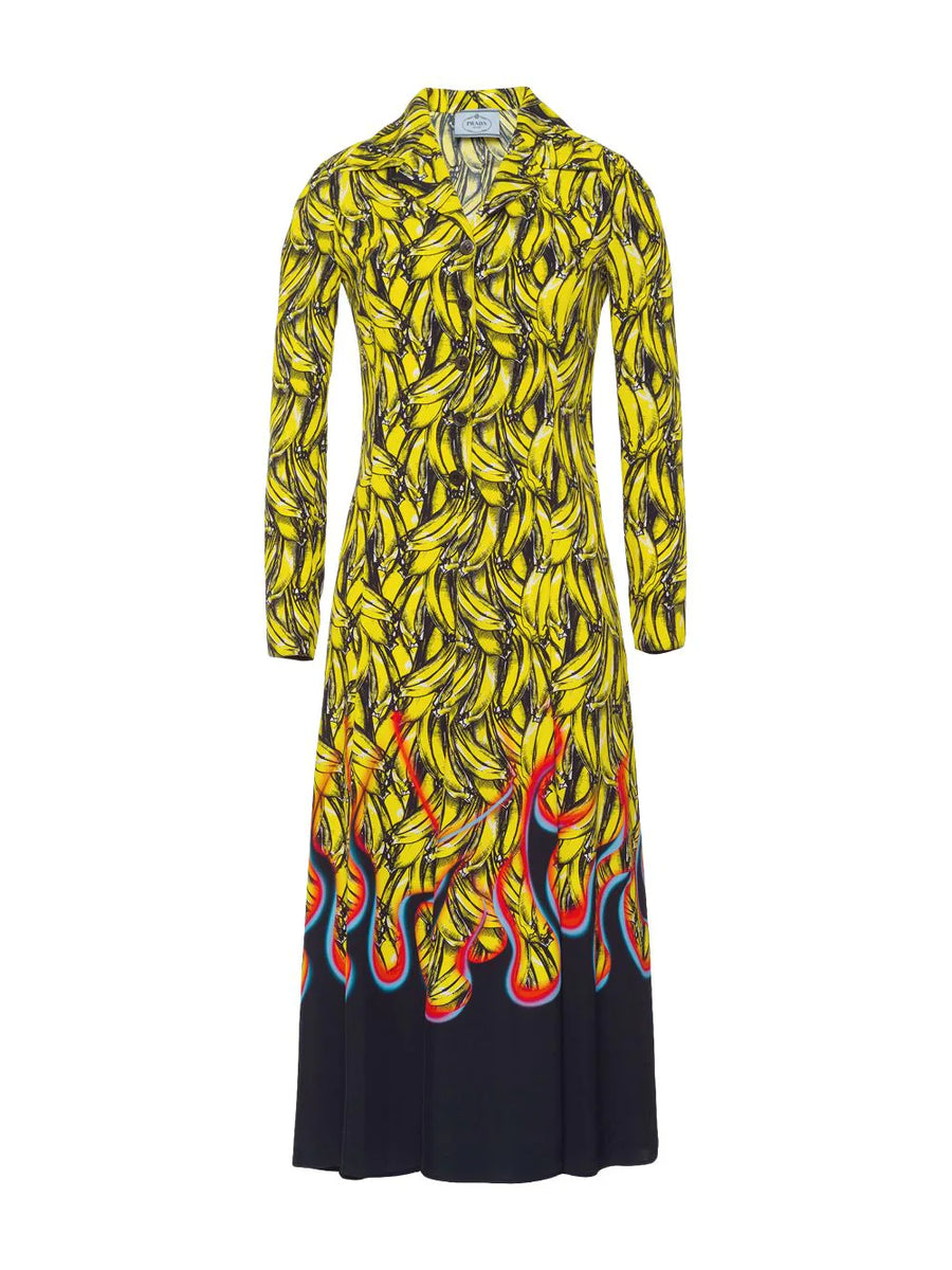 Prada Banana Print Midi Dress - Size 44 – Siopaella Designer Exchange