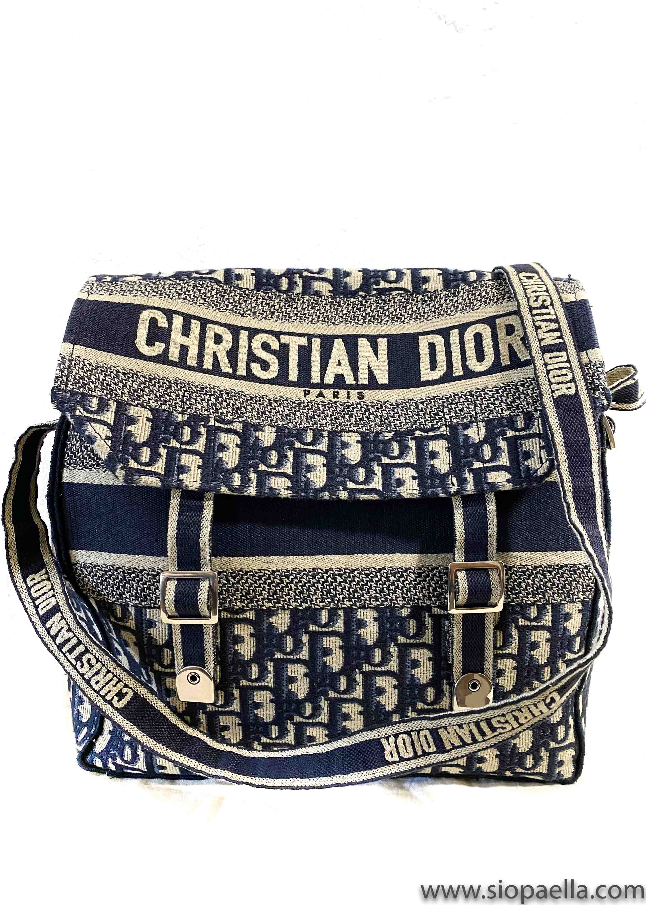 Saddle Bag Blue Dior Oblique Embroidery