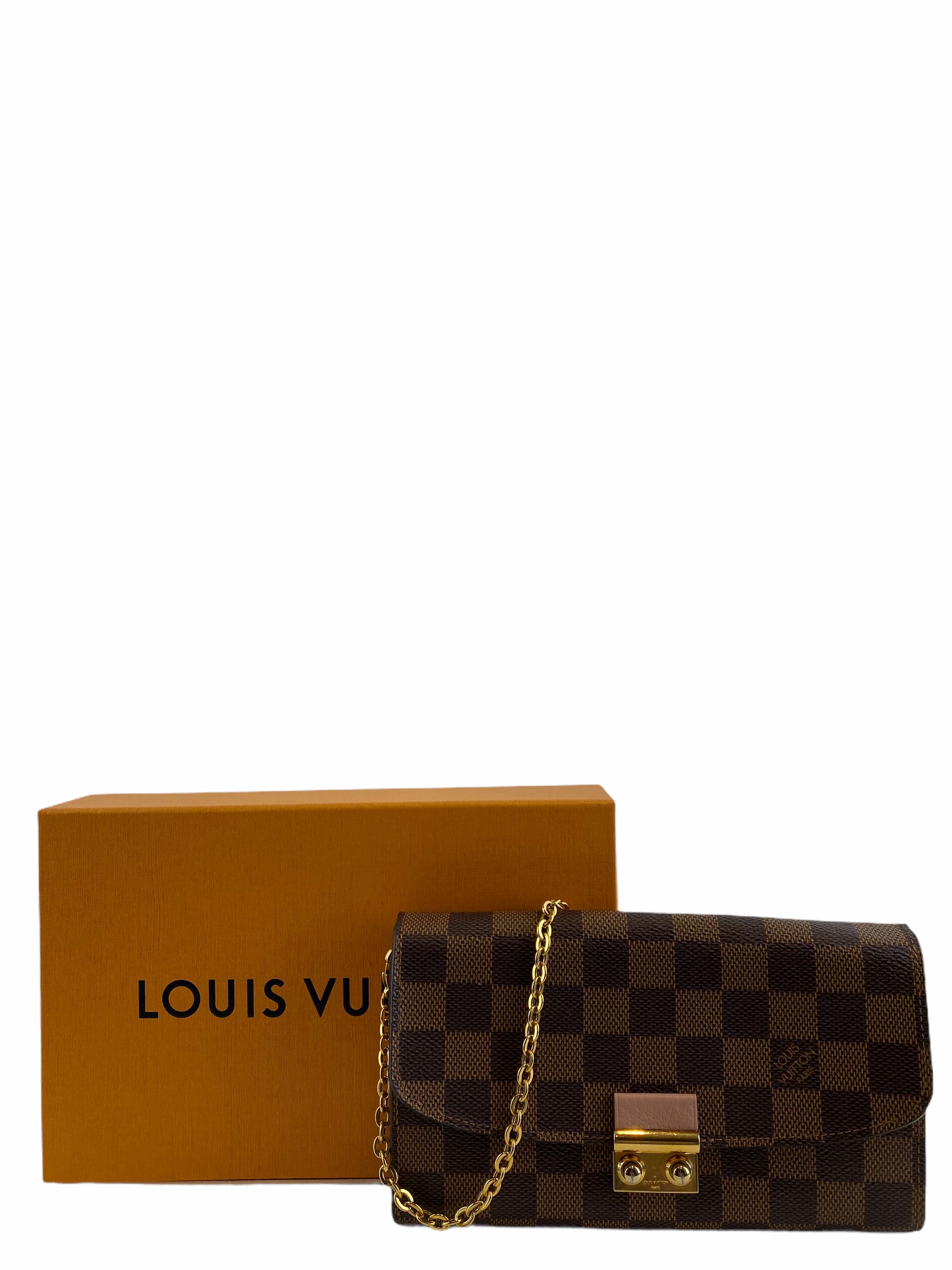 Louis Vuitton Damier Ebene Canvas Croisette Chain Wallet MI0189