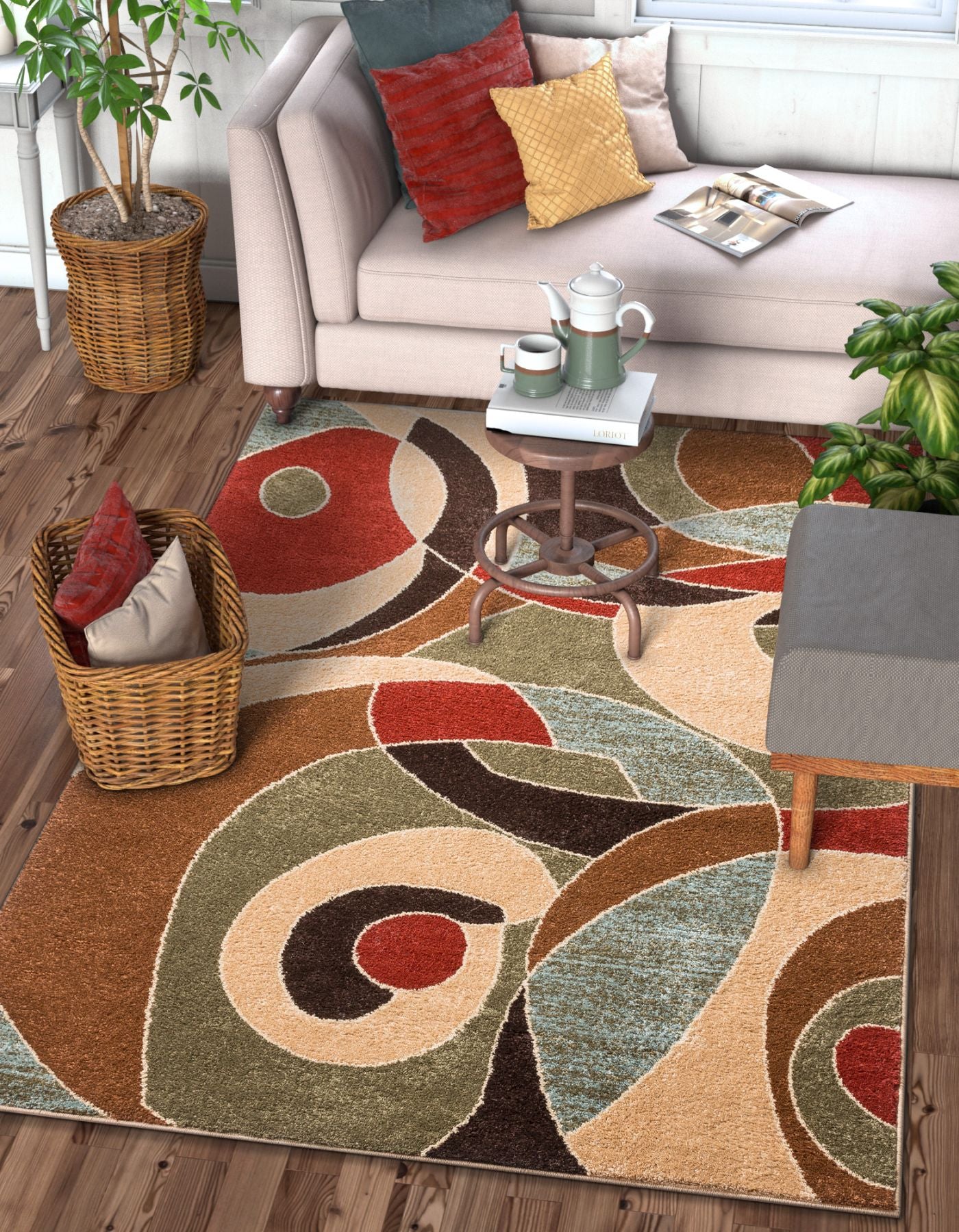 Calm Chaos Multi Red Modern Casual Geometric Area Rug Easy To Clean Stain Fade Resistant Shed Free Contemporary Abstract Funky Fun Bo Shapes Lines