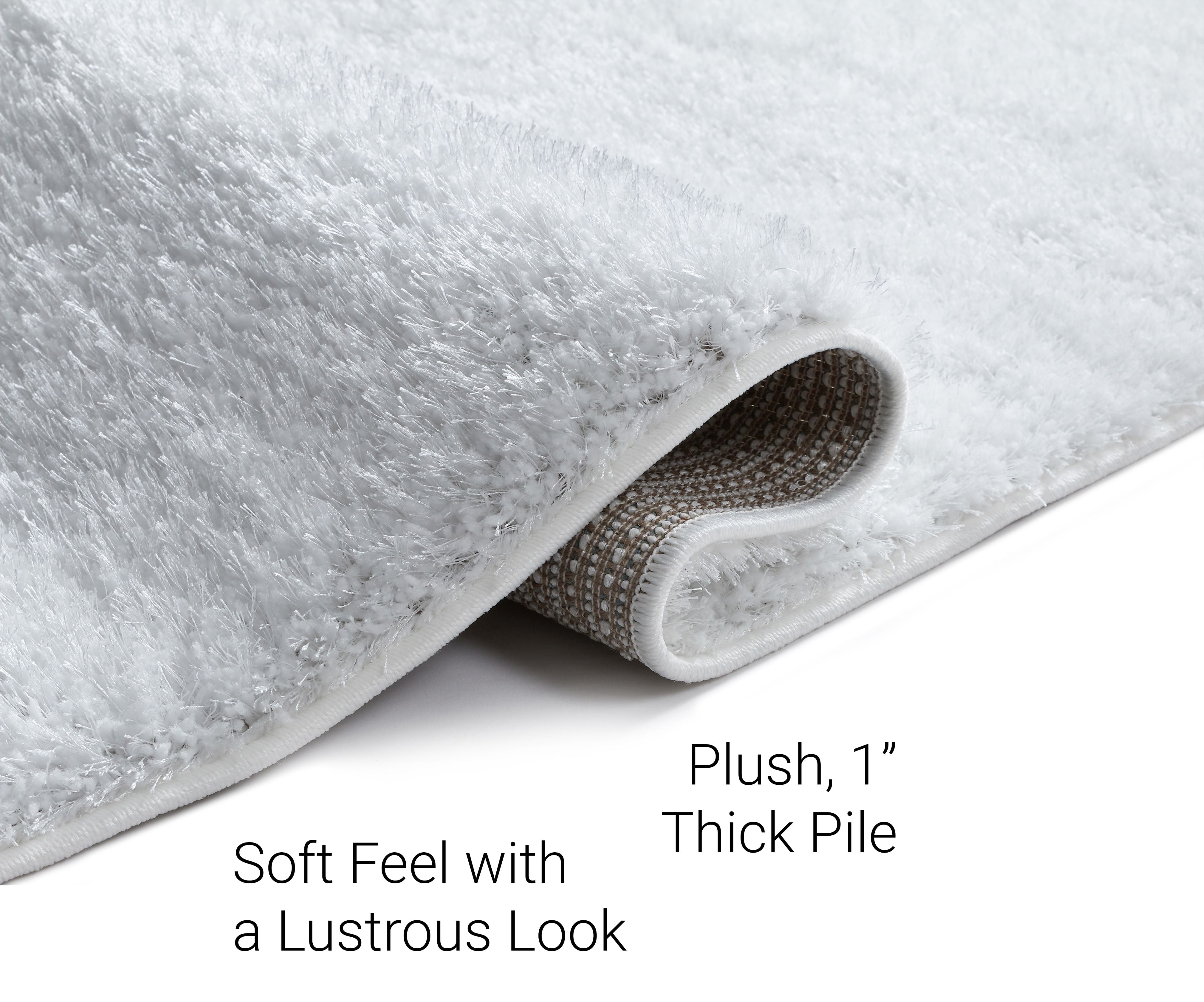 Luxy Soft Plush Solid Shag White Plain Color Modern Area Rug - RugLots.com