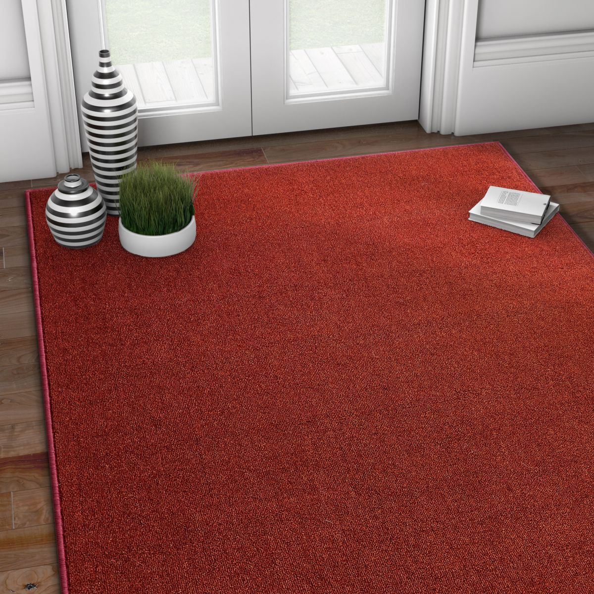 Non Skid Slip Rubber Back Solid Color Red Indoor Outdoor Area Rug   KC 00 20RS1 8f244610 F809 40ca A058 8d9f8b0444ac 