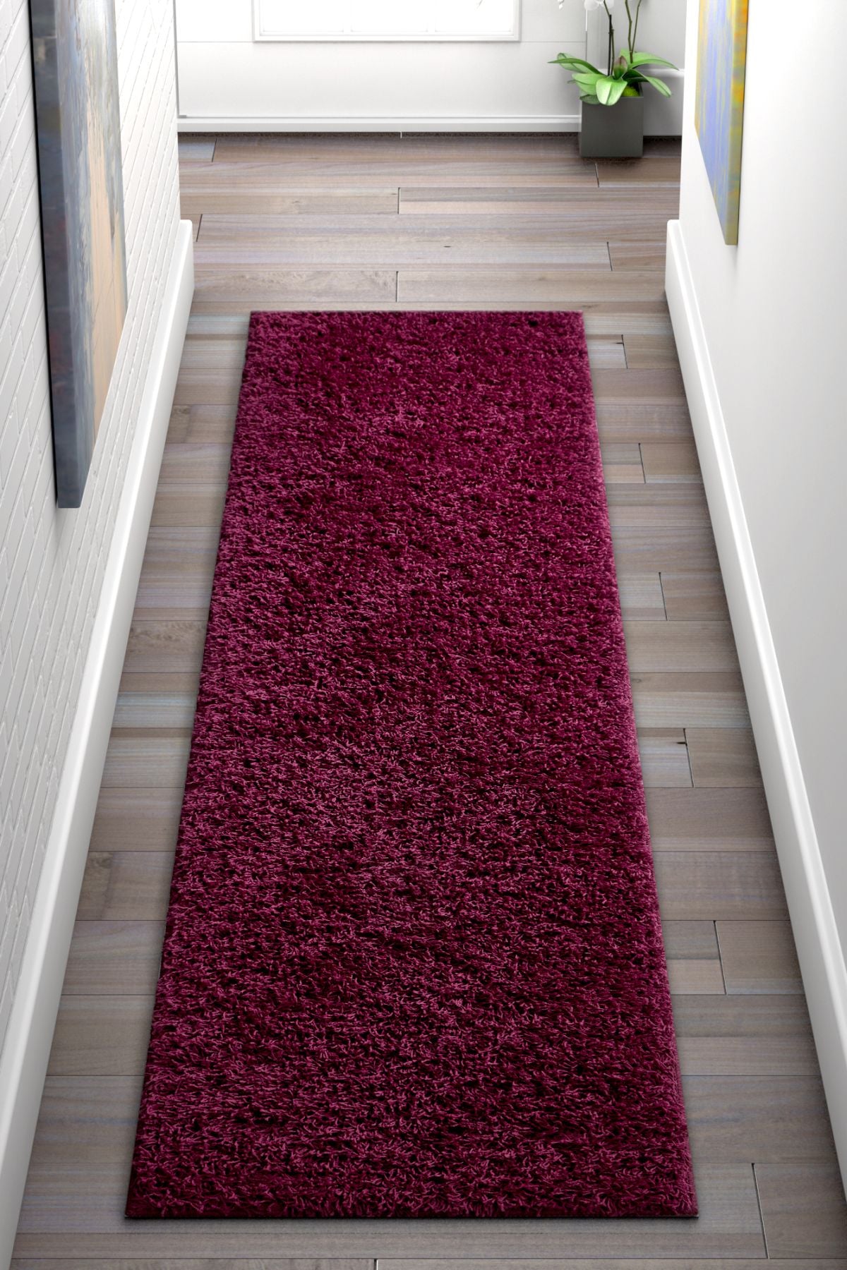 Soft and Fluffy Non Slip Shag Rug Solid Color Plum Purple Area Rug ...