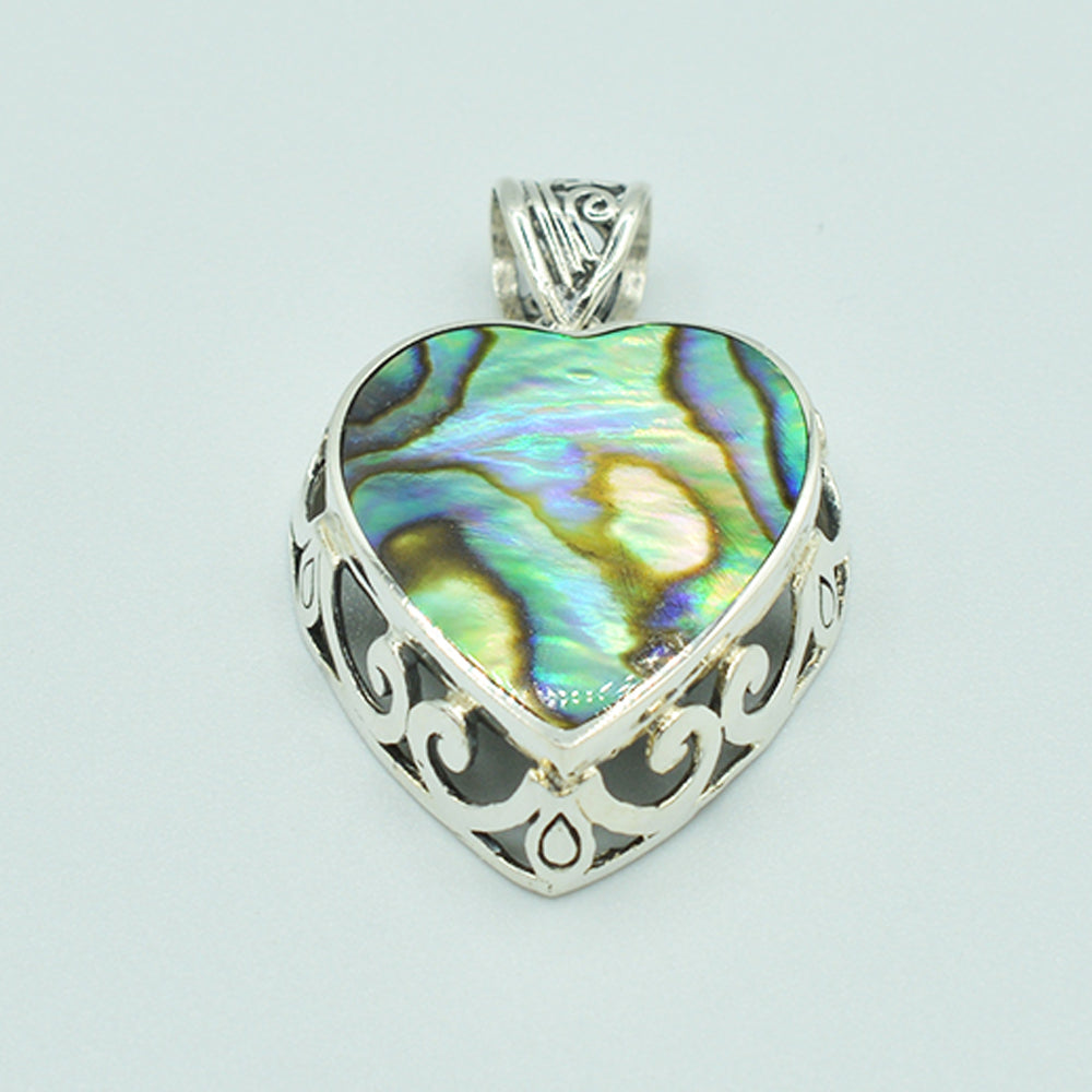 Image of Abalone and Sterling Silver Heart Pendant