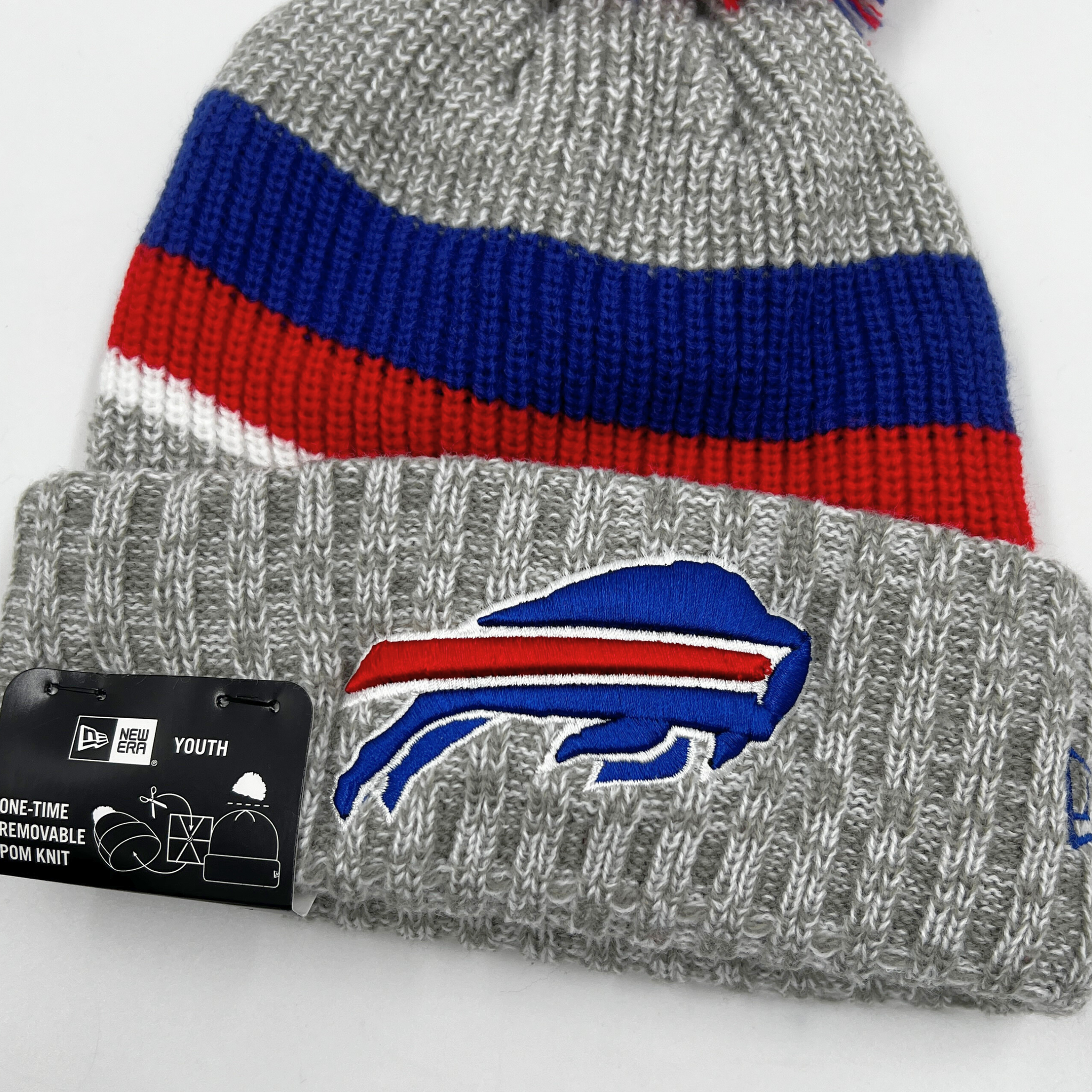 Youth New Era Buffalo Bills Patch Gray & Royal Knit Hat