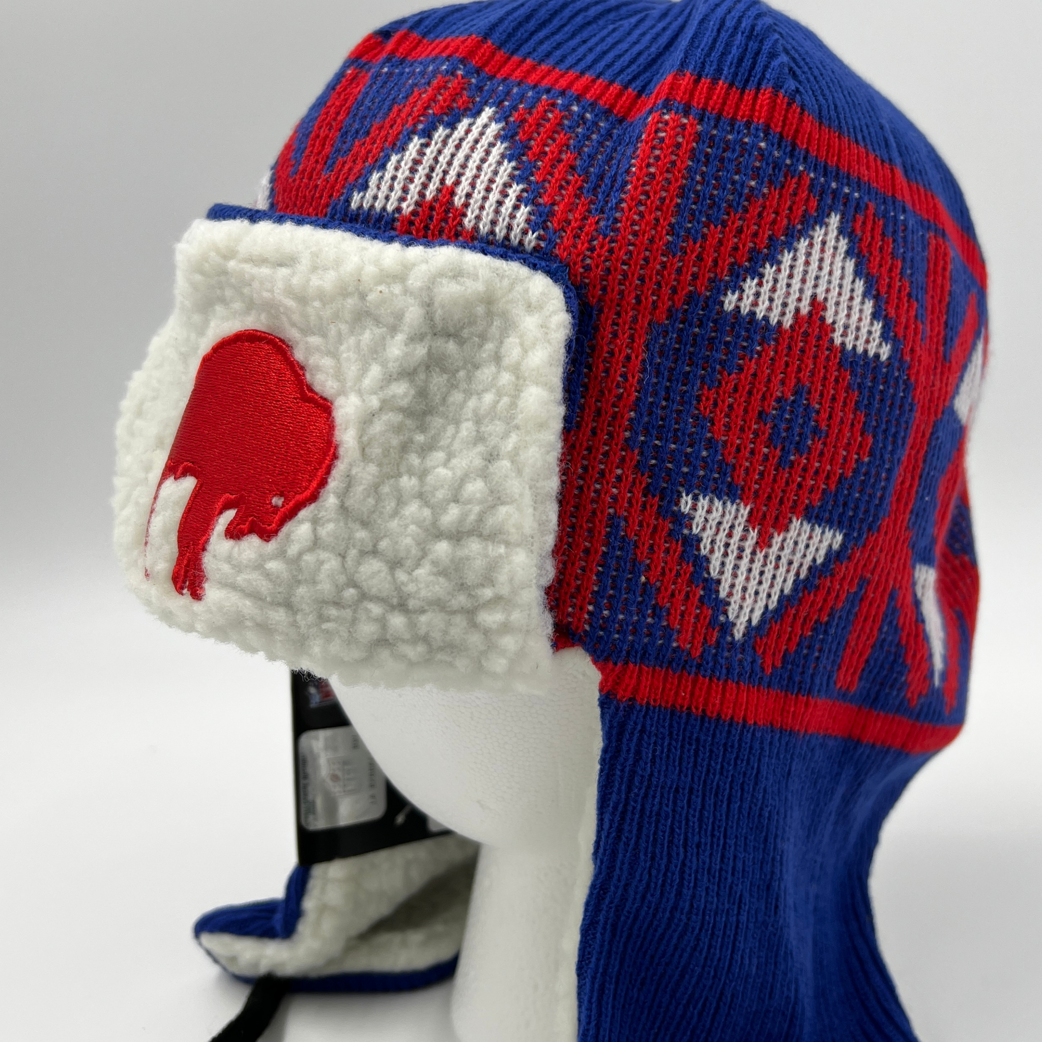 Men's Buffalo Bills New Era Royal Historic Logo Knit Trapper Hat