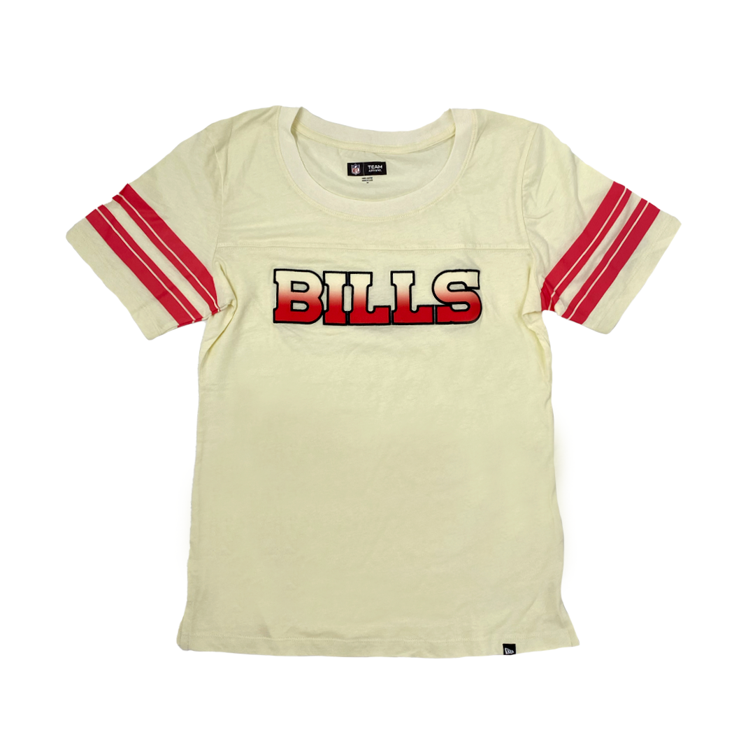 Women's '47 Brand Bills Red With Retro Buffalo Cropped Tee Shirt