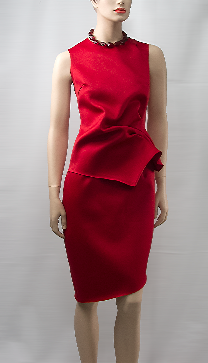 red sleeveless sheath dress