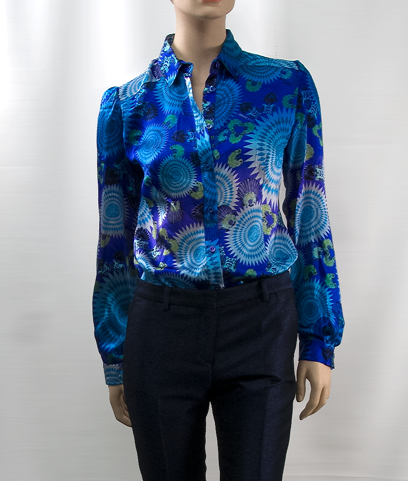 versace blue silk shirt
