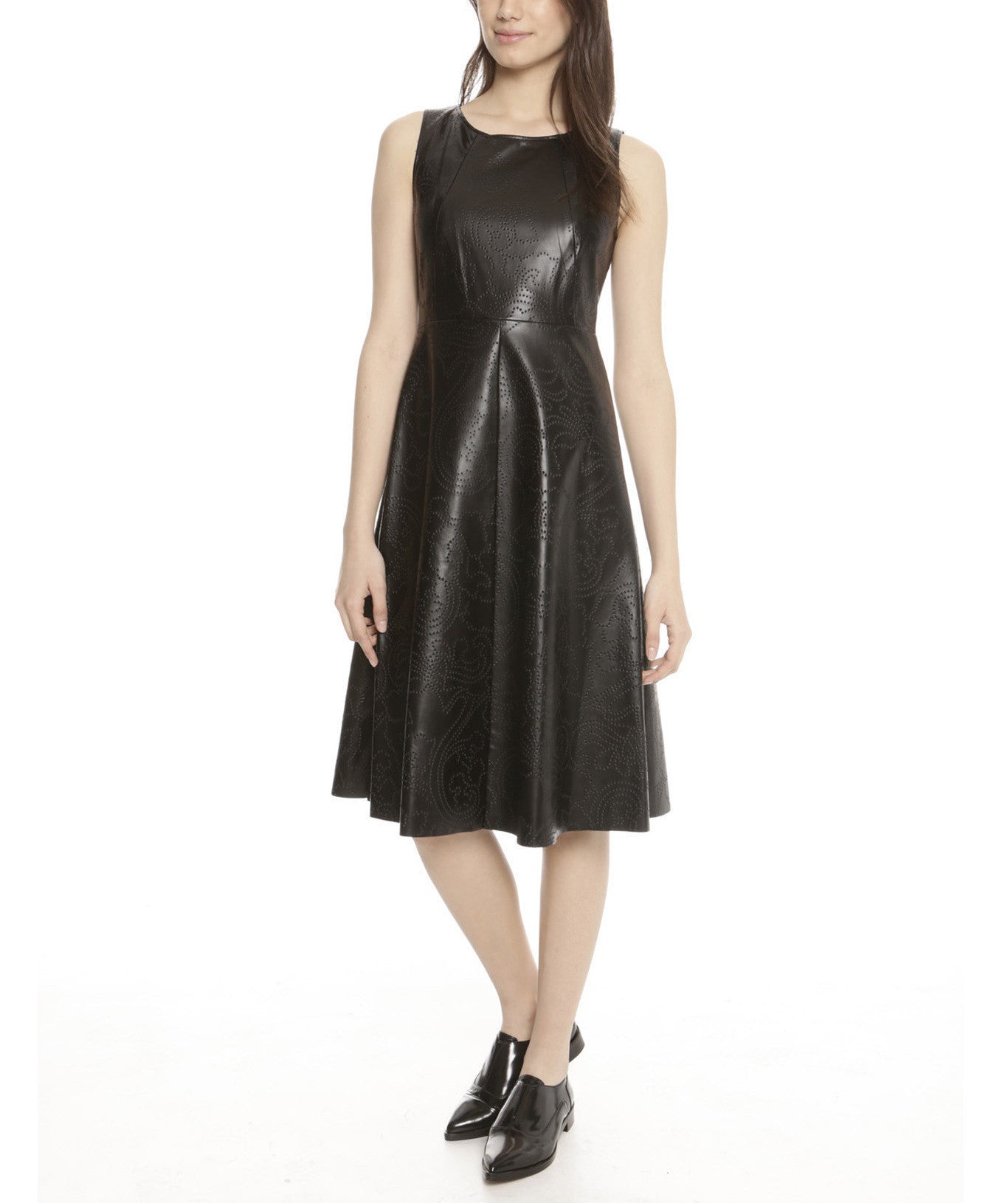 Black Faux Leather/Jersey Dress - CURATORZ