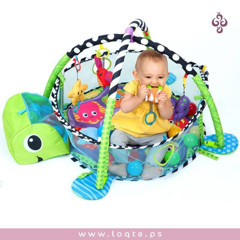 الصورة الرئيسية ل سجادة أطفال على شكل سلحفاه للعب مع 24 كرة وألعاب معلقة ملفته للانتباه على متجر لقطة Loqta.ps