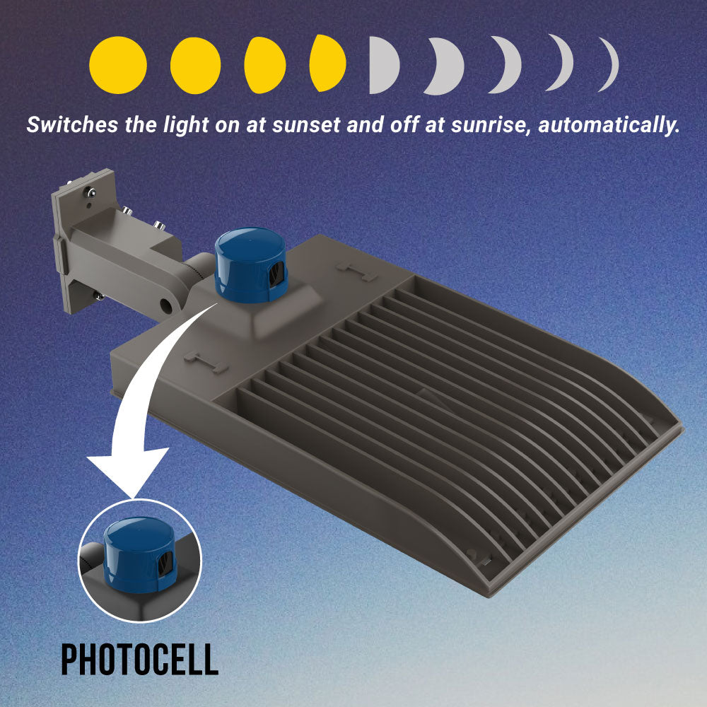 300W LED Pole Light With Photocell, 3000K, Universal Mount, Bronze, AC