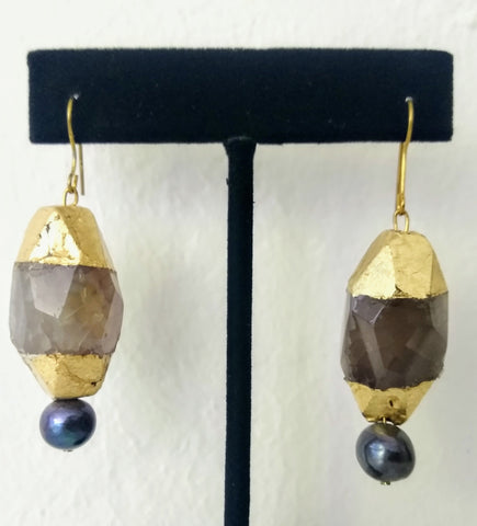 RN 774 Agate with 24 kt gold foil and tahitian pearl