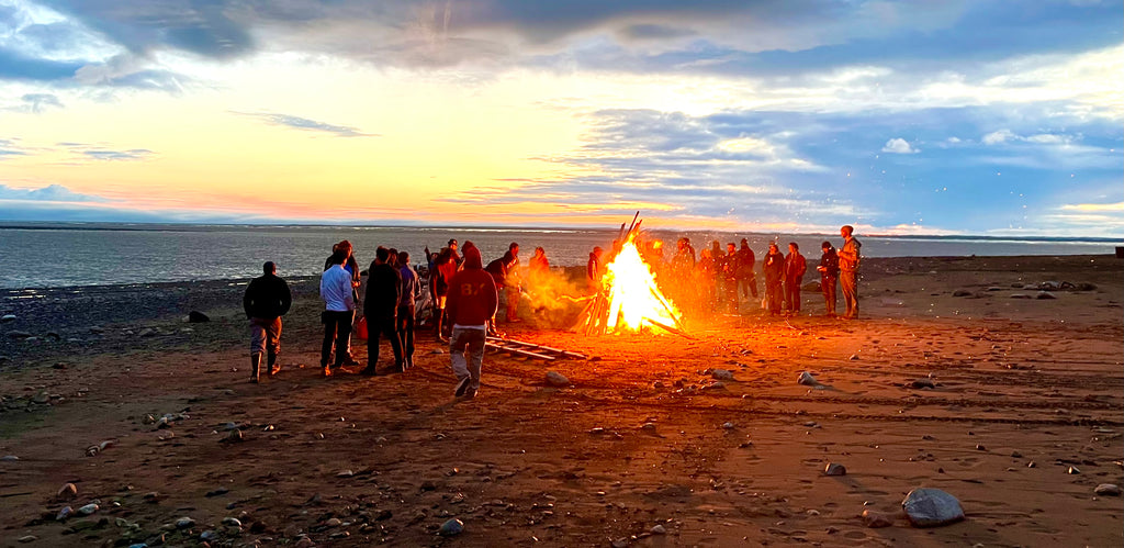 Bonfire on beach in Graveyard, AK