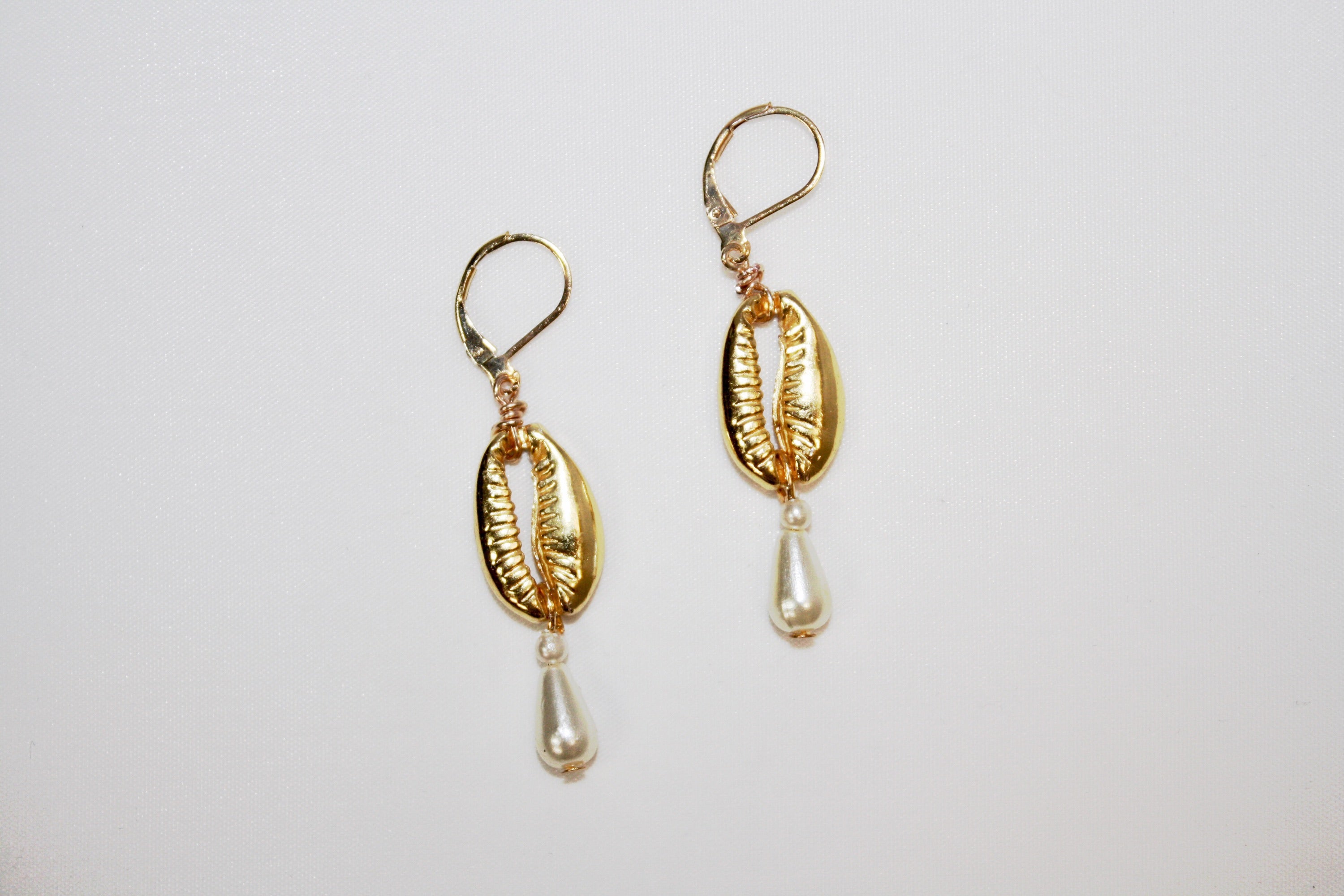 dainty gold pearl drop earrings - Choked by a Thread