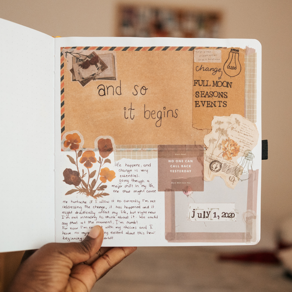 A journal that has decorations and writing from a journal entry