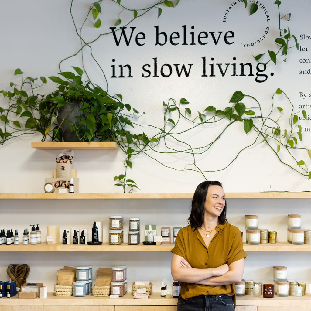 Michelle Simmons in the slow north shop under the heading "we believe in slow living"