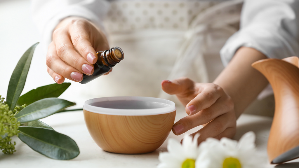 essential oil added to a diffuser