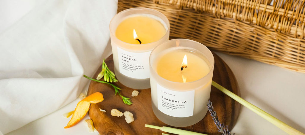 Two Non Toxic Candles burning