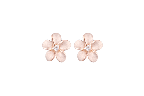 Rose Gold Plumeria Earrings with Diamonds – I Am Paradise