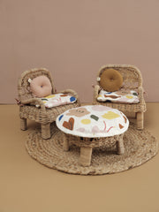 Doll Chair and Table Rattan