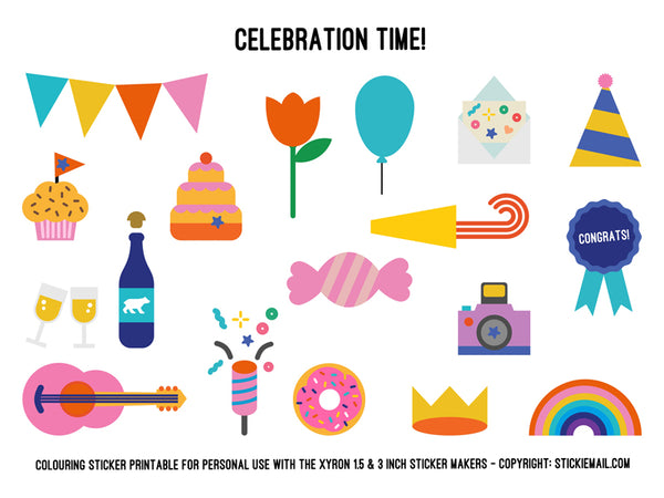 Stickiemail's Let's Celebrate! Colouring Stickers