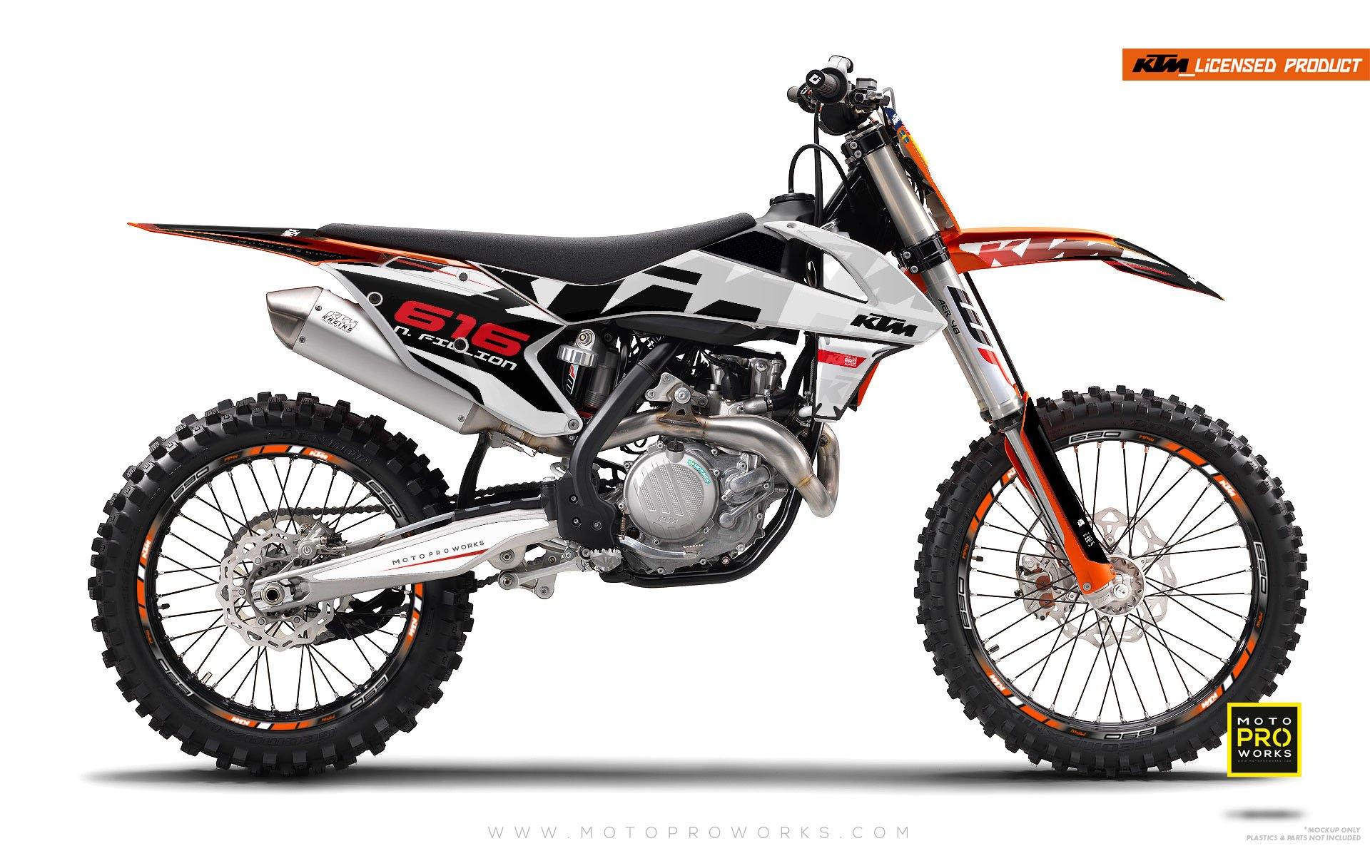 Ktm Graphic Kit Roc White Motoproworks Decals And Bike Graphic Kit