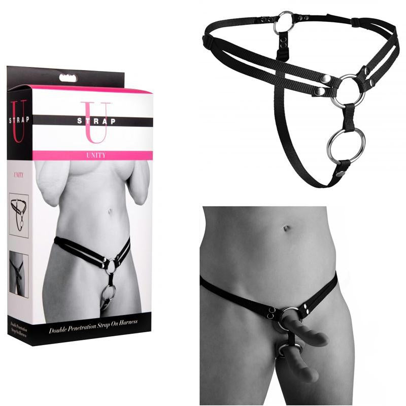 Strap U Unity Double Penetration Strap On Harness (Black)