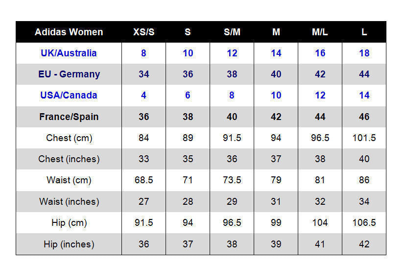 adidas women's size chart us