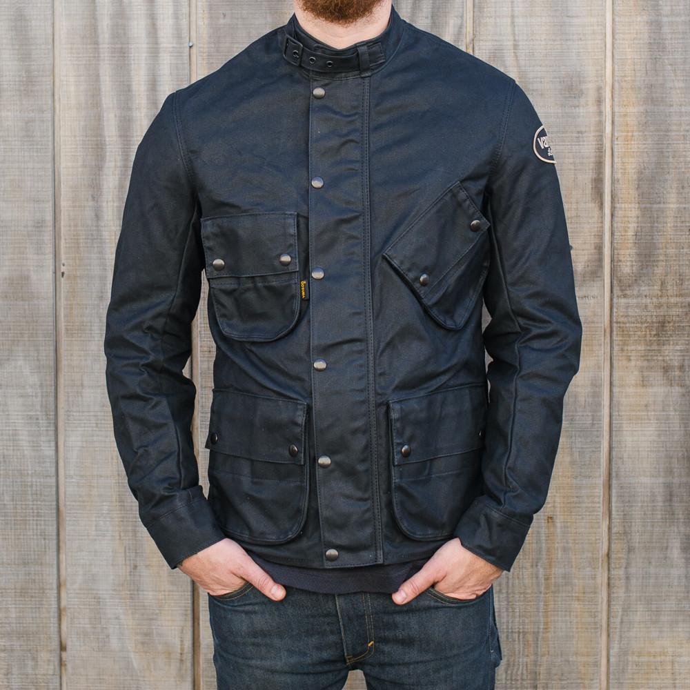 Vanson Black Stormer Waxed Canvas Men's Jacket | Town Moto | Canada ...