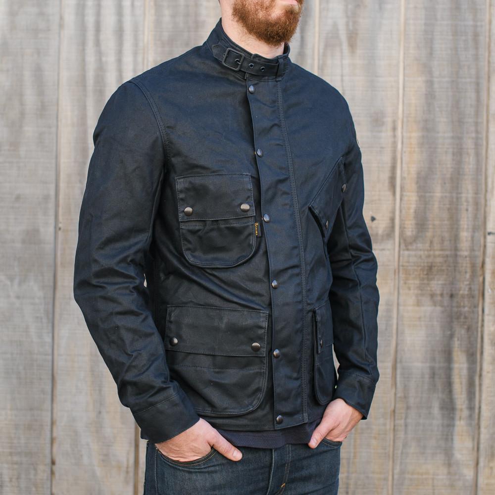 Vanson Black Stormer Waxed Canvas Men's Jacket | Town Moto | Canada ...