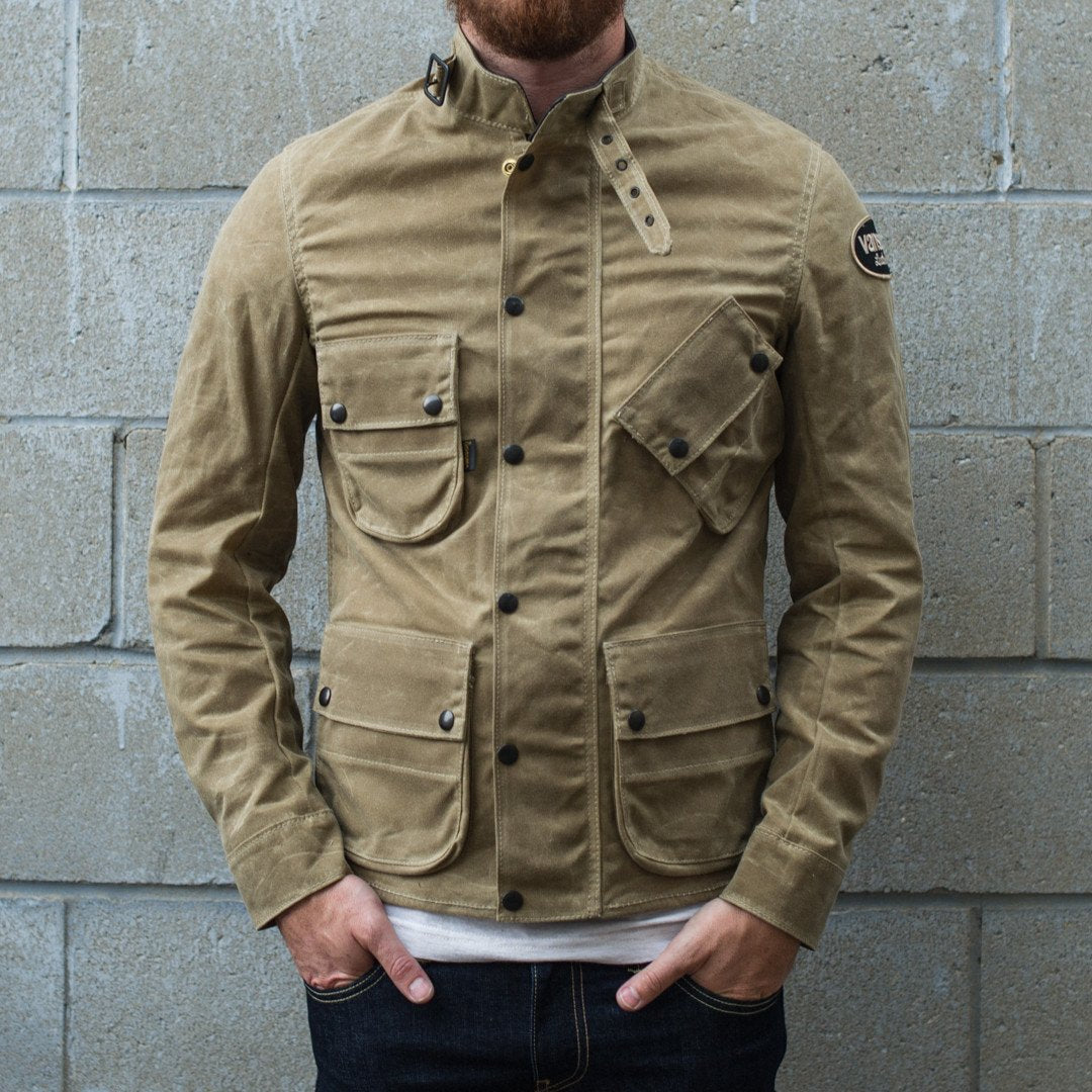 Vanson Tan Stormer Waxed Canvas Men's Jacket | Town Moto | Canada ...